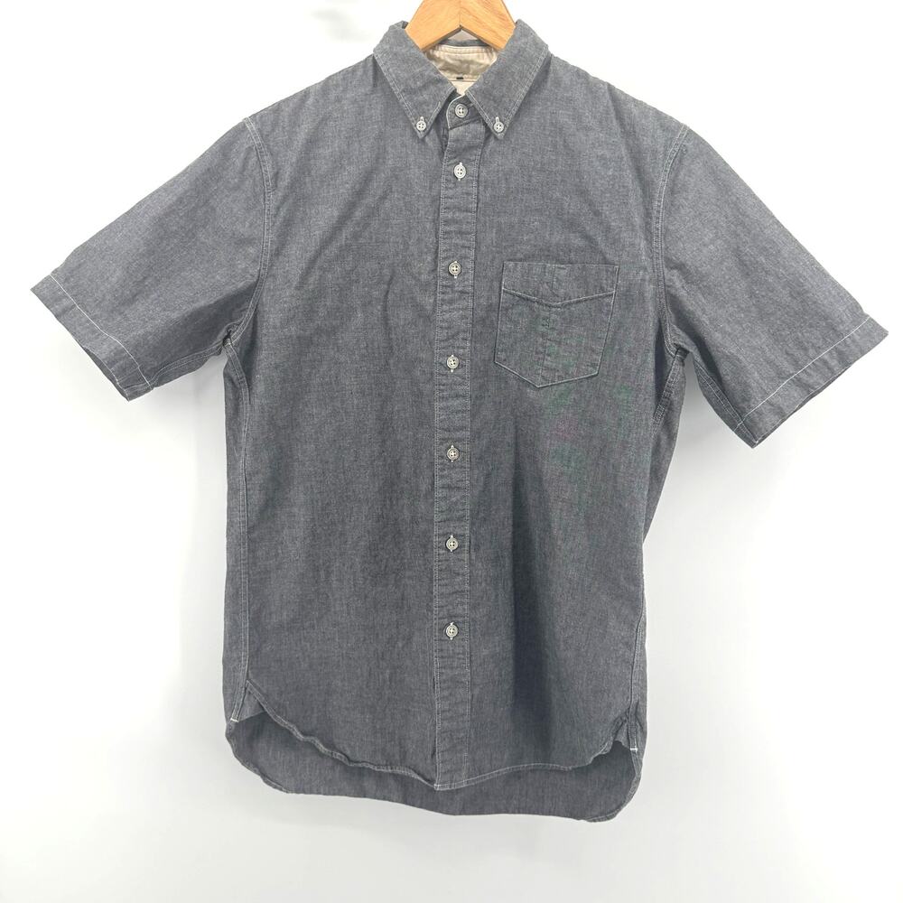 Rag & Bone Men's Short Sleeve Button Classic Gray Cotton Shirt Preppy-Size Small